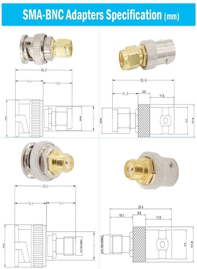 exgoofit SMA to BNC Kits Adapter Male Female 2 Set 8pcs RF Coax Coaxial Connector - Image 5